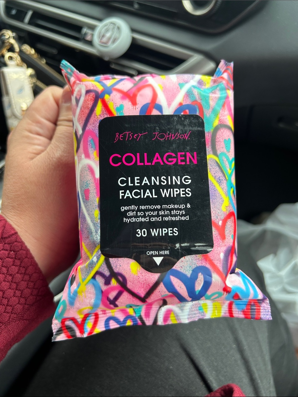 Betsey Johnson Collagen Cleansing Facial Wipes - Pink, Blue, Yellow, Purple, Red